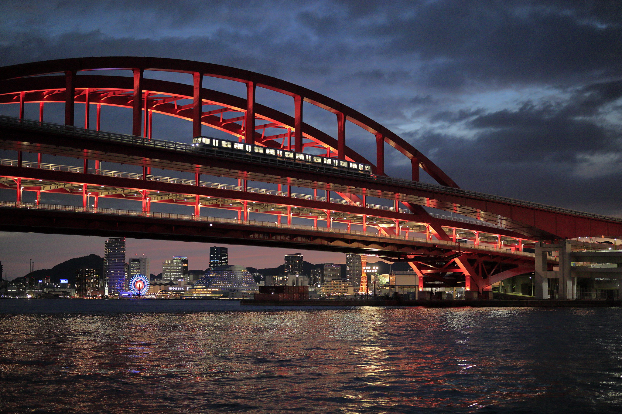 夜の神戸大橋 紫陽花 キヤノン EF-M32mm F1.4 STM 作例写真