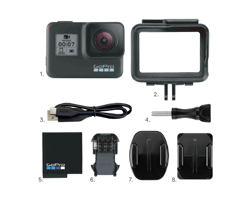GoPro HERO7 BLACK + ケース + バッテリー + その他付属品-