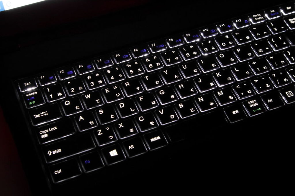 マウスコンピューター DAIV-NG5500のキーボード バックライト点灯