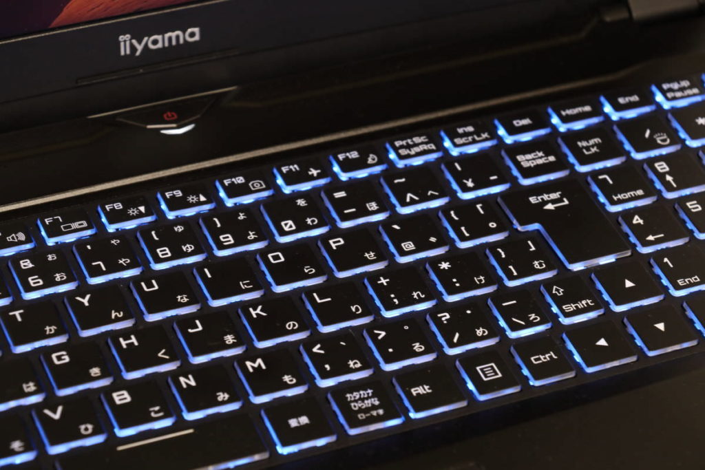 iiyama SENSE-15QX094-i7-RNRVI-DevelopRAWのキーボード LEDバックライト点灯