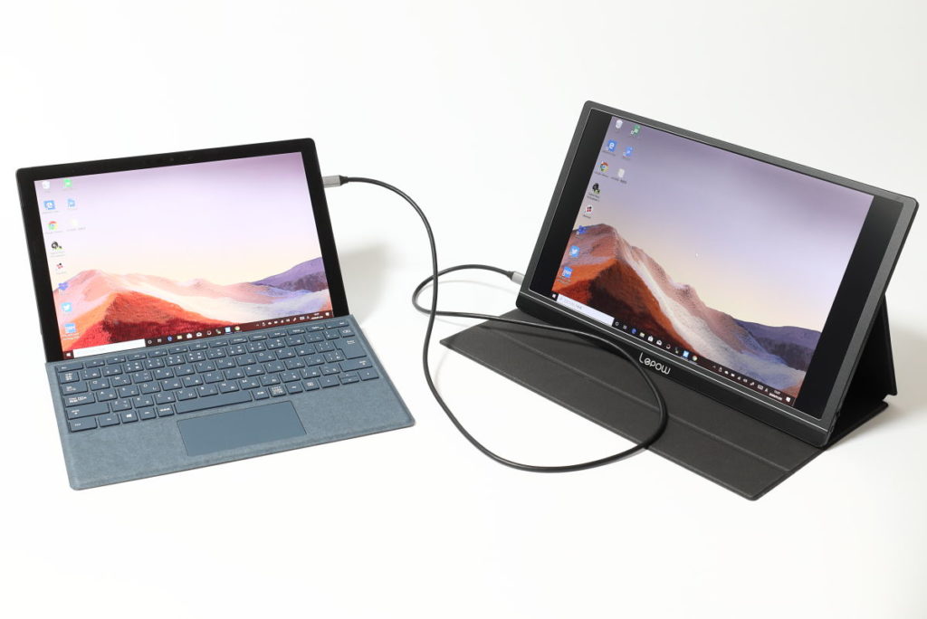 Surface Pro7とモバイルモニター lepow