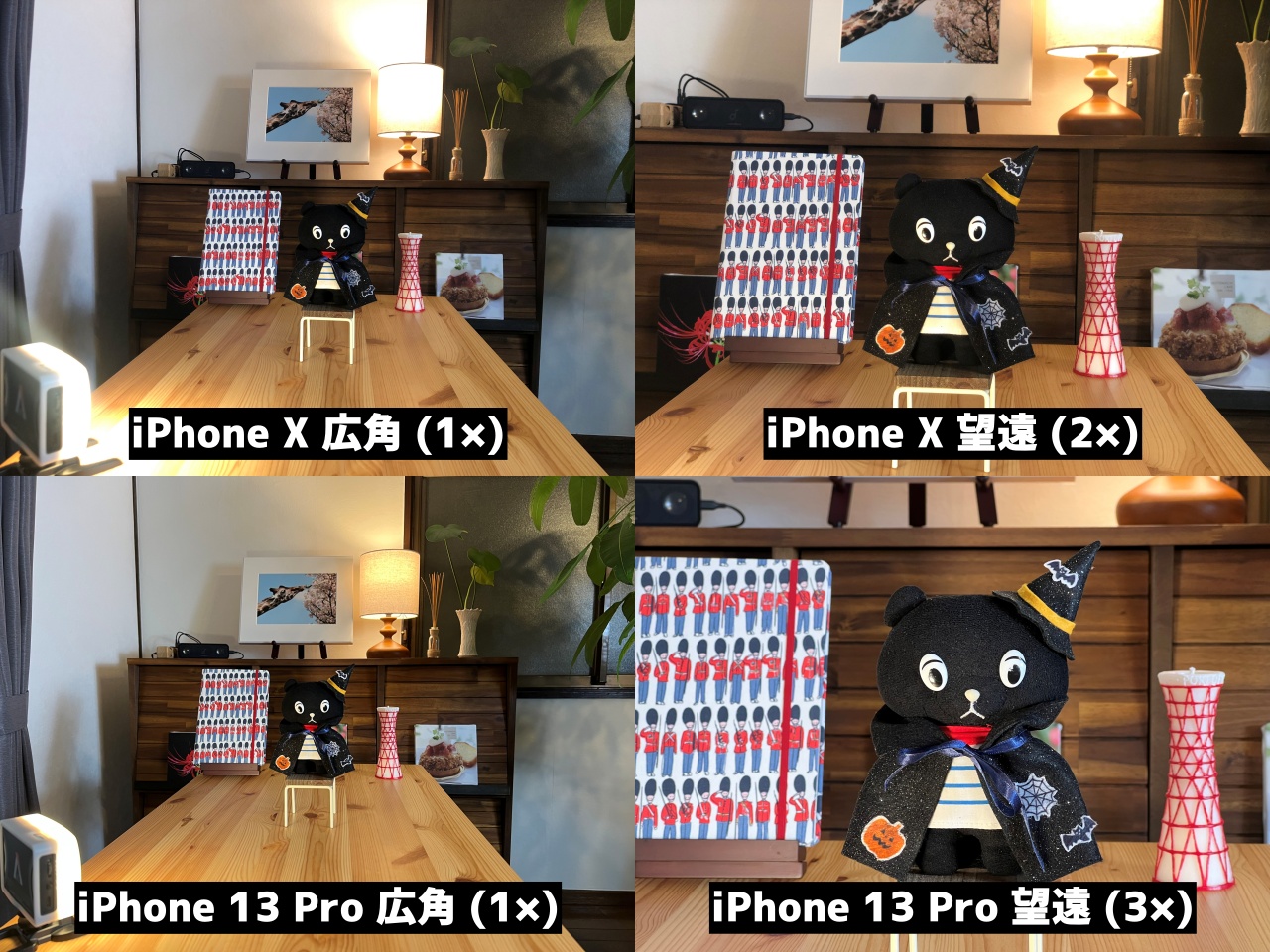 iPhoneのカメラの広角と望遠の比較 iPhone XおよびiPhone 13 Pro
