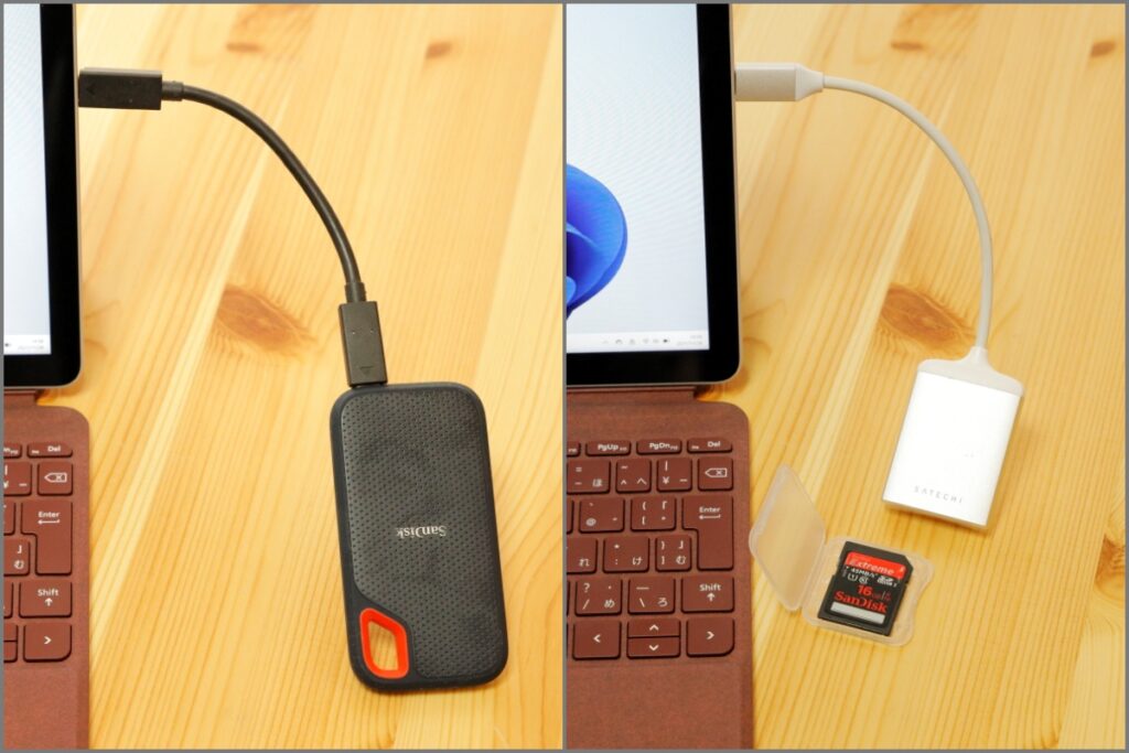 Surface Go 3 は USB-Cでさまざまな周辺機器を接続可能