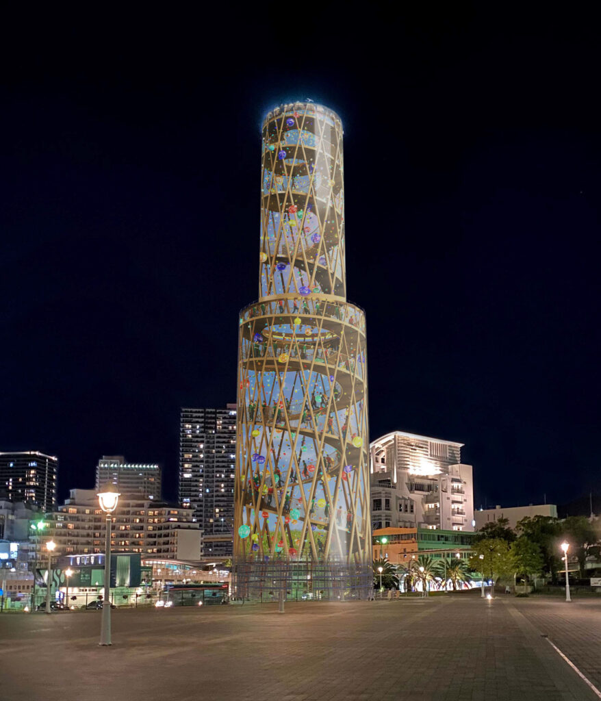 ポートタワープロジェクションマッピングのイメージ　「神戸ウォーターフロント アートプロジェクト」