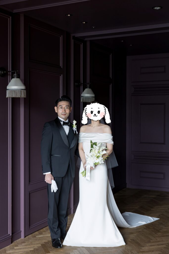 オリエンタルホテル神戸３階の写場にて　結婚式の当日前撮り