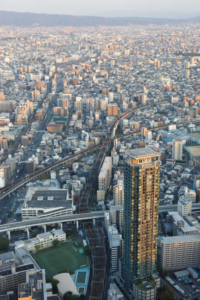 あべのハルカス　展望台から見た大阪の街の景色