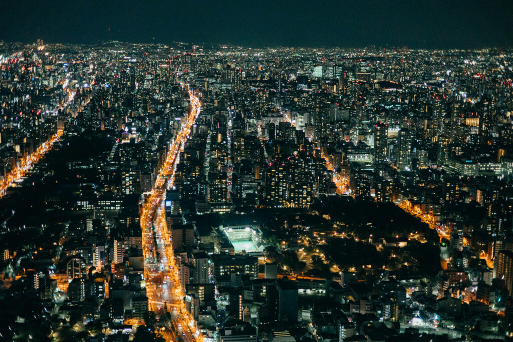 あべのハルカス　展望台から見た大阪の街の夜景